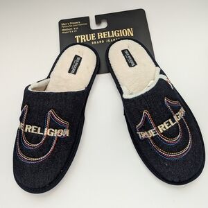 BNWT True Religion Men's (Size Medium 9-10) Denim Slide-In  Slippers